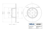 HOLA HD901 HD901, HOLA, Тормозной диск, передний, LADA 2101-07, (1шт)