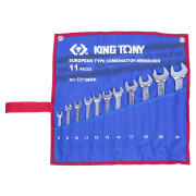 KING TONY 1211MRN Набор комбинированных ключей, 8-24 мм, чехол из теторона, 11 предметов