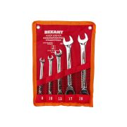 REXANT 1248411 Набор ключей комбинированных трещоточных(8, 10, 13, 17, 19 мм 5 шт., CrV, зеркальное хромирование