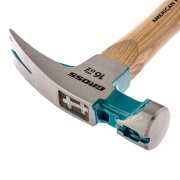 GROSS 10415 Молоток-гвоздодер, 450 г, угол 45, магнит, обрезиненная рукоятка American hickory GROSS