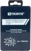 THORVIK TDBS13K5 Набор спиральных сверл по металлу HSS Co в металлическом кейсе, d1.5-6.5 мм, 13 предметов