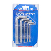 KING TONY 20505PR01 Набор Г-образных Spline, M5-M12, короткие, 5 предметов