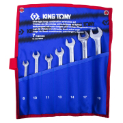 KING TONY 12C7MRN Набор комбинированных удлиненных ключей, 8-19 мм, чехол из теторона, 7 предметов