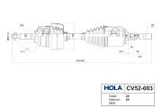 HOLA CV52003 CV52-003, HOLA, Привод в сборе, правый, 24 шлица, CHEVROLET Niva (2123), LADA 4x4, 4x4m, (1шт.)
