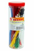 REXANT 077202 Набор хомутов-стяжек нейлоновых REXANT 100, 200 мм, цветные, НХ-2, тубус 300 шт.