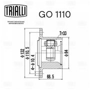Trialli GO1110 ШРУС для а/м Mitsubishi Pajero Sport (08-) 2.5d/3.0i/3.5i (внутр. прав.) (GO 1110)