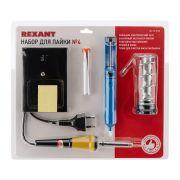 REXANT 120163 Набор для пайки REXANT №4 (паяльник 30 Вт, оловоотсос, подставка, припой, губка)