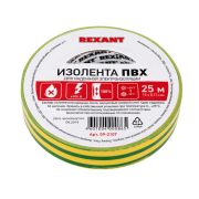 REXANT 092107 Изолента ПВХ REXANT 15 мм х 25 м, желто-зеленая, упаковка 5 роликов