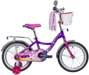 NOVATRACK 167GIRLZZVL9 Велосипед 16&quot;&quot;, LITTLE GIRLZZ, фиолетовый, тормоз нож., пер.корзина, зеркало, крылья и багажник
