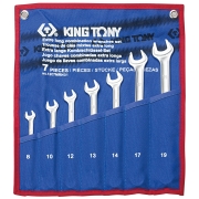 KING TONY 12C7MRN01 Набор комбинированных удлиненных ключей, 8-19 мм, чехол из теторона, 7 предметов