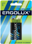 ERGOLUX 6LR61BL1 Батарейка алкалиновая Alkaline Крона 9 В упаковка 1 шт.