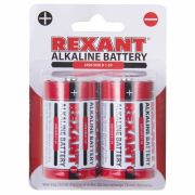 REXANT 301020 Алкалиновая батарейка D/LR20 1,5 V 2 шт. блистер REXANT