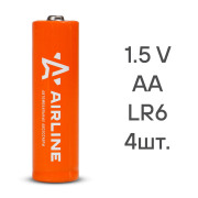 AIRLINE AA040 Батарейки LR6/AA щелочные 4 шт. (пальчиковые)