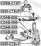 Febest CDAB001 Сайлентблок переднего нижнего рычага (гидравлический)