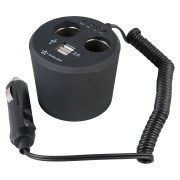 AIRLINE ASP2U12 Разветвитель прикуривателя 2 гнезда 8А + 2USB в подстаканник с индикат.заряд.АКБ обрезин.