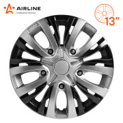 AIRLINE AWCC1305 Колпаки колесные 13" "Лион Т ", серебристый/черный, карбон, компл. 2 шт. (AWCC-13-05)