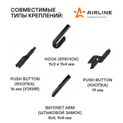 AIRLINE AWBBK600400K Щетки стеклоочистителя 600/400мм (24&quot;&quot;/16&quot;&quot;) бескаркасные