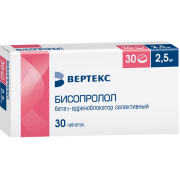 ВЕРТЕКС 4670033321821 Бисопролол-Вертекс таблетки покрыт.плен.об. 2,5 мг, 30 шт.