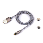 ARNEZI A0605037 Дата-кабель 3в1 USB - Micro/Type-C/Lightning (1м, 3А) магнитный коннектор, c подсветкой