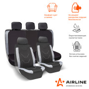 AIRLINE ADCS004 Чехлы для сидений универсал. "RS-8k+", передн./задн.(8 предм.), влагозащит. полиэстер, черн./сер.(ADCS004)