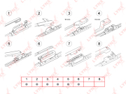 LYNXauto XF430 Щетка стеклоочистителя бескаркасная, 430мм (hook; side pin; push button 16/19mm; pinch tab, top lock; bayonet arm)