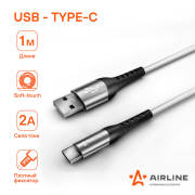 AIRLINE ACHC47 Кабель USB - Type-C 1м, белый Soft-Touch (ACH-C-47)