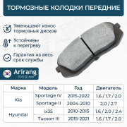 Arirang ARG281049 Колодки дискового тормоза перед.