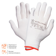 AIRLINE ADWG005 Перчатки полиэфирные (L) белые (ADWG005)