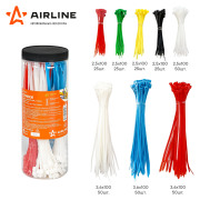 AIRLINE ADTC001 Стяжки (хомуты) кабельные, нейлон, цвет.,300 шт(2,5*100-150шт/3,6*200-150шт) (ADTC001)