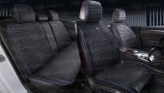 PSV 136725 Накидки в машину чехлы универсальные PSV Bliss PRO Skin (Черный/Кант Синий), комплект на весь салон, мокрая кожа