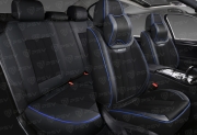 PSV 137879 Накидки в машину на сиденья весь салон 5D PSV Continental (Черный/Отстрочка синяя)