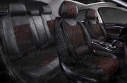 PSV 136694 Накидки в машину универсальные 5D PSV Galant Velvet Skin (Черный/Отстрочка Красная), комплект на весь салон, вельвет