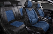 PSV 136700 Накидки в машину универсальные 5D PSV Galant Velvet Skin (Черно-Синий/Отстрочка Белая), комплект на весь салон, вельвет