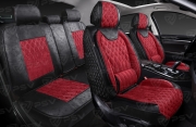 PSV 136699 Накидки в машину универсальные 5D PSV Galant Velvet Skin (Черно-Красный/Отстрочка Белая), комплект на весь салон, вельвет