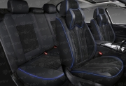 PSV 137885 Накидки в машину на сиденья весь салон 5D PSV Grand (Черный/Отстрочка синяя)