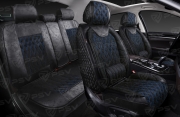 PSV 136695 Накидки в машину универсальные 5D PSV Galant Velvet Skin (Черный/Отстрочка Синяя), комплект на весь салон, вельвет