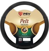 PSV 132619 Чехол на руль оплетка натуральная кожа  PELT черный, размер S 35-37 см